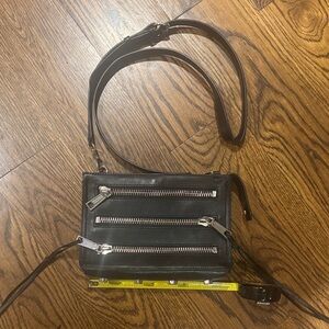 Stylish Black Leather Womens crossbody Bag